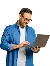 man with tablet