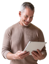 man with tablet