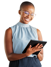 woman with tablet