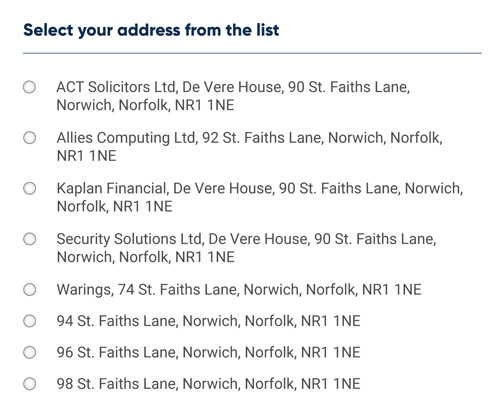 Postcode lookup UX